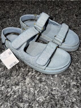 PADDED DENIM SANDALS (MANGO) SIZE: 10  NEW!